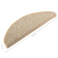 vidaXL Kobercové nášľapy na schody 15 ks bledohnedé 65x21x4 cm