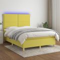vidaXL Posteľ boxsping s matracom a LED zelená 140x190 cm látka