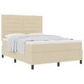 vidaXL Posteľ s pružinovým rámom s matracmi Krémová 140 x 190 cm látka