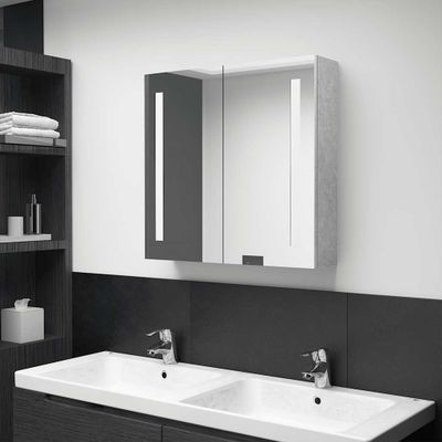 vidaXL LED kúpeľňová zrkadlová skrinka betónovo-sivá 62x14x60 cm