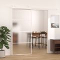 vidaXL Posuvné dvere nepriehľadné ESG sklo a hliník 90x205 cm biele