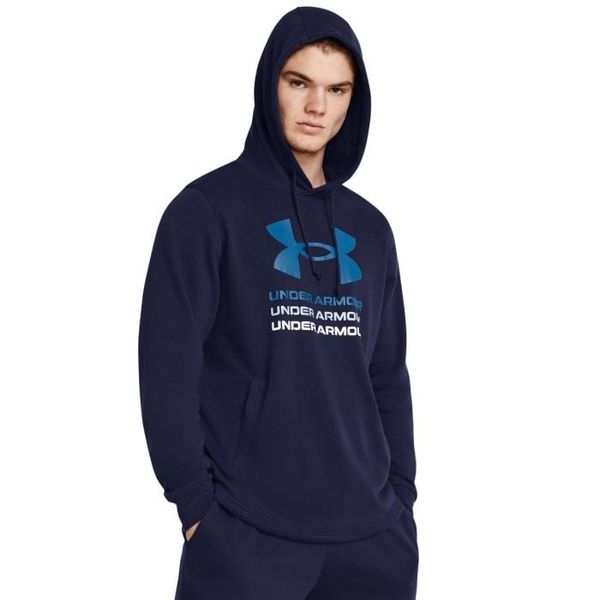 Mikina Rival Terry Graphic Hood Blue - Under Armour, veľkosť S, veľkosť oblečenia S
