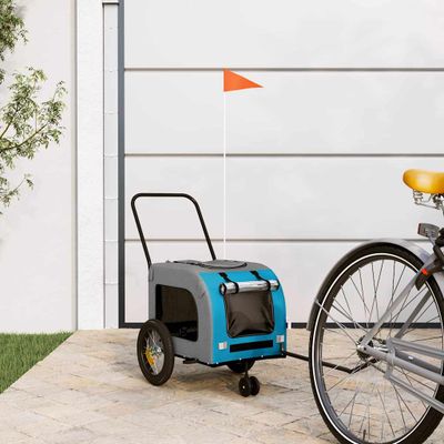 vidaXL Vozík za bicykel pre domáce zvieratá s úložiskom Modrá a šedá