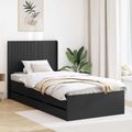 vidaXL Posteľový rám s úložným priestorom a čelom Čierna 75 x 190 cm