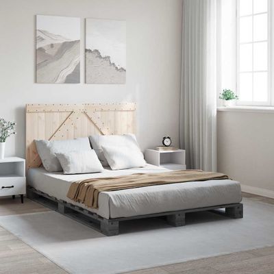 vidaXL Posteľný rám s čelom sivý 140x200 cm borovicový masív