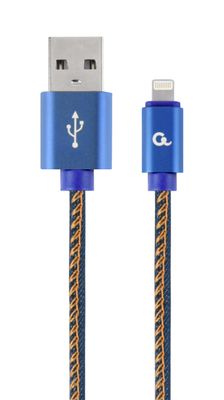 Gembird opletový denim USB-A/Lightning kábel 2m