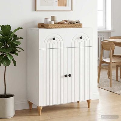 vidaXL Servírovacia skriňa Biela s vysokým leskom 66 x 34,5 x 90 cm