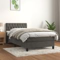 vidaXL Posteľný rám boxspring s matracom tmavosivý 90x200 cm zamat