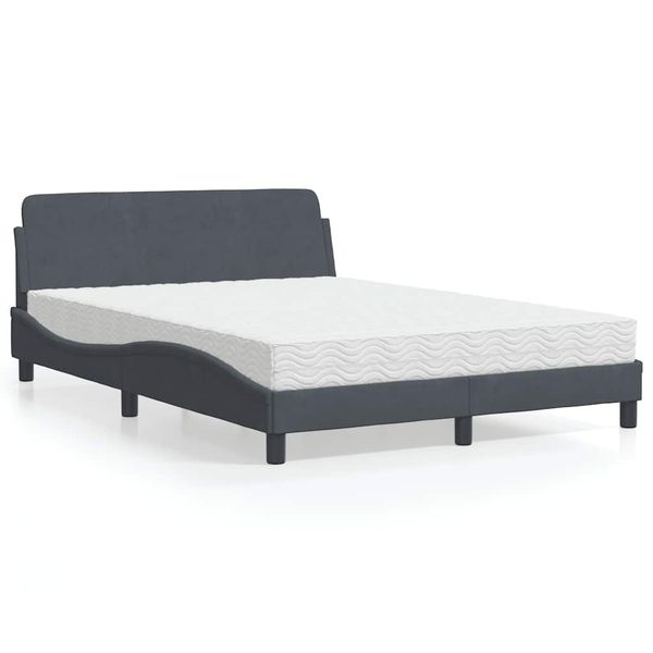 vidaXL Posteľ s matracom Dover tmavosivý 120x200 cm zamat