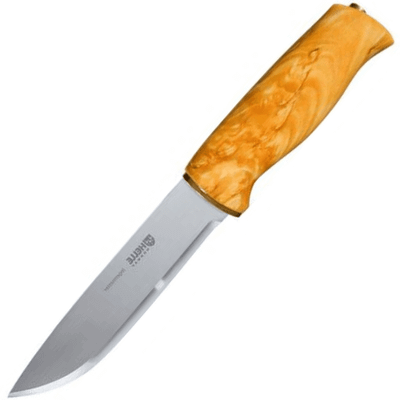 Helle HE-200042 Jegermester lovecký nôž 13,5 cm, drevo kučeravej brezy, kožené puzdro