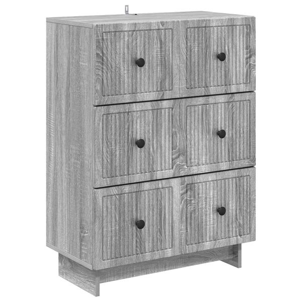 vidaXL Zásuvkový kabinet Sivá sonoma 66 x 34,5 x 90 cm