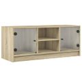 vidaXL TV skrinka so sklenenými dvierkami dub sonoma 102x37x42 cm