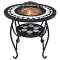 vidaXL Mozaikové ohnisko so stolom, čierno biele 68 cm, keramika