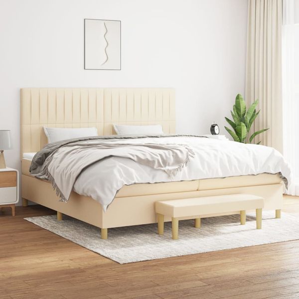vidaXL Boxspring posteľ s matracom krémová 200x200 cm látka