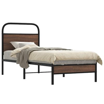 vidaXL Posteľný rám bez matraca 80x200 cm hnedý dub kompozitné drevo