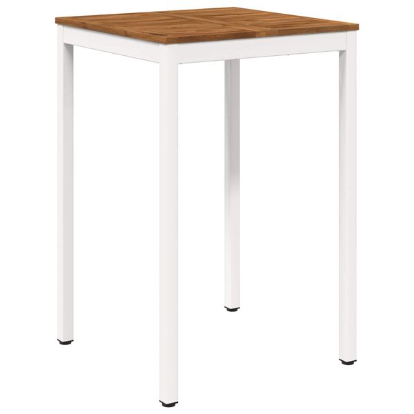 vidaXL Záhradný barový stôl Prírodná a biela 70 x 68,5 x 105 cm