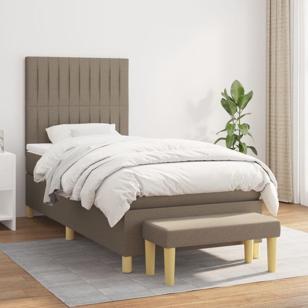 vidaXL Posteľný rám boxspring s matracom sivohnedý 90x190 cm látka
