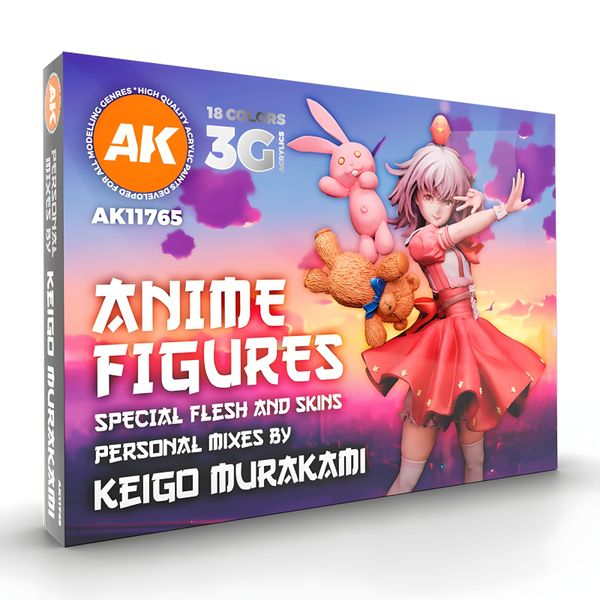 AK Interactive - Keigo Murakami Personal Mixes: Anime Figures Paint Set (18 farieb)