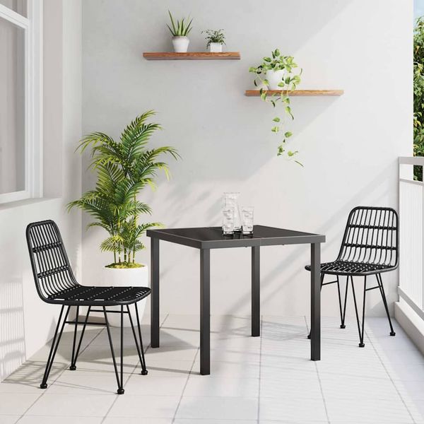 vidaXL Záhradný jedálenský set 3 pcs Čierna
