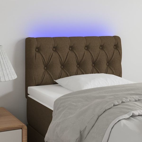 vidaXL Čelo postele s LED tmavohendé 80x7x78/88 cm látka
