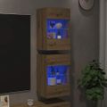 vidaXL Nástenné skrinky s LED osvetlením pre TV 2 ks Artisan Dub