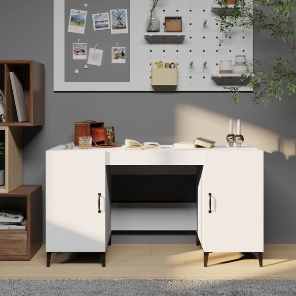 vidaXL Stôl biely 140x50x75 cm spracované drevo