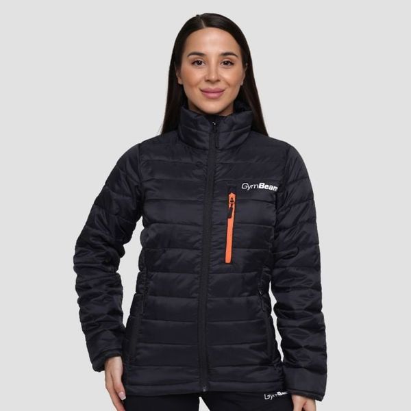 Dámska bunda Puffer Black/Orange - GymBeam, veľkosť M, veľkosť oblečenia M