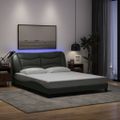 vidaXL Rám postele s LED bez matraca Hvar tmavosivá 160x200 cm látka