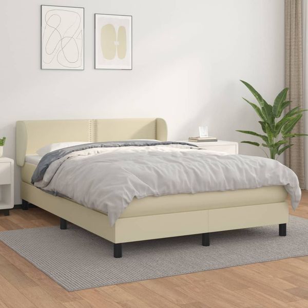 vidaXL Boxspring posteľ s matracom krémová 140x200 cm umelá koža