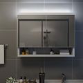 vidaXL LED kúpeľňová zrkadlová skrinka biela 80x15x60 cm MDF