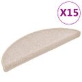 vidaXL Schodové rohože 15 ks 56x17x3 cm béžové, polkruhové