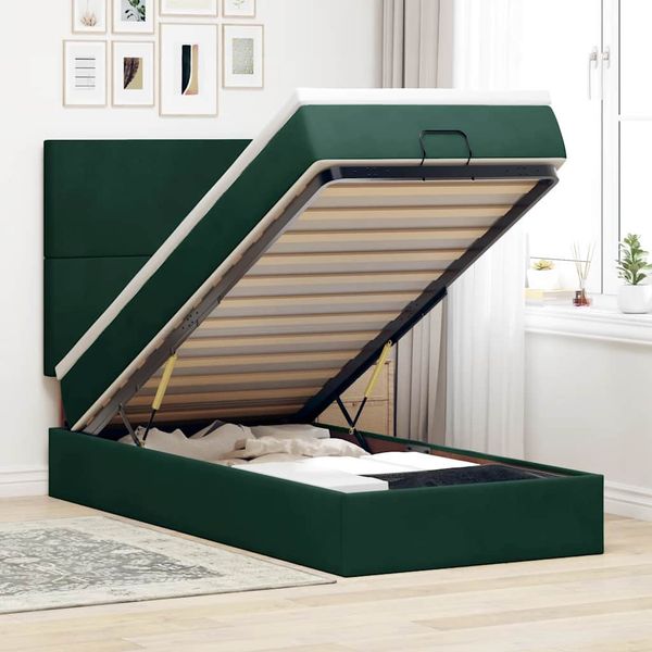 vidaXL Osmanský rám postele s matracmi tmavozelená 90x190 cm zamat