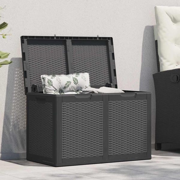 vidaXL Záhradný úložný box 180 l, čierny, PP ratan