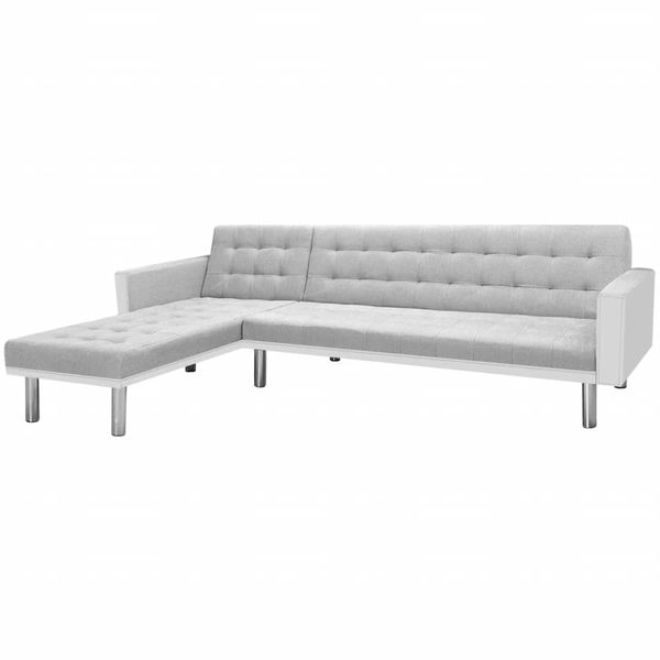 vidaXL Rohová rozkladacia pohovka 218x155x69 cm, bielo sivá