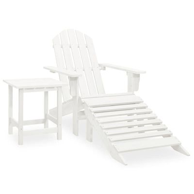 vidaXL Záhradná stolička Adirondack s otomanom a stolíkom jedľový masív biela