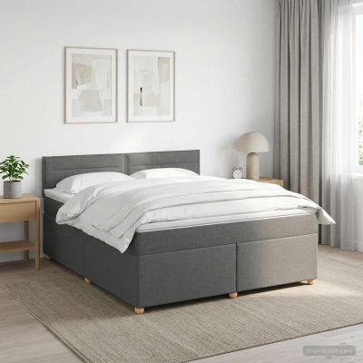 vidaXL Posteľ boxspring s matracom Tmavosivá 140 x 200 cm Látka