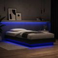vidaXL Posteľový rám s LED Čierny dub 80 x 200 cm Kompozitné drevo