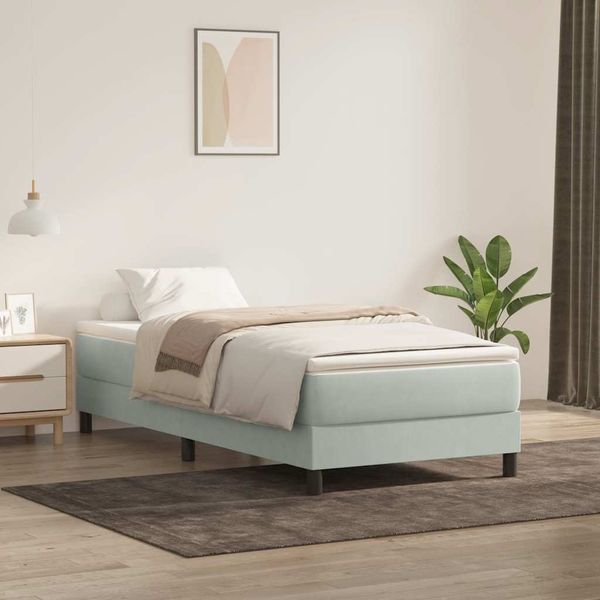 vidaXL Box Spring Posteľ s matracom Svetlosivá 100x220 cm Zamat