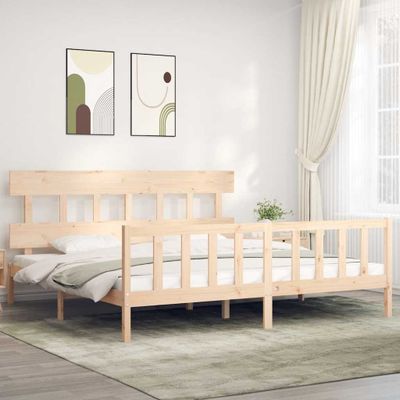 vidaXL Posteľný rám s čelom Super King masívne drevo