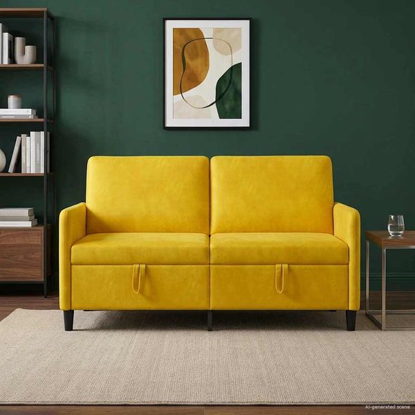 vidaXL Sofa s úložným priestorom Žltá 152 x 78 x 87 cm Polyester