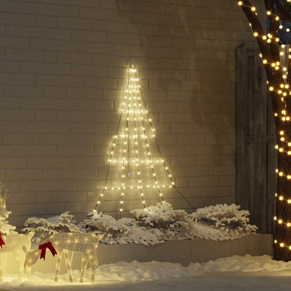 vidaXL LED Vianočný stromček so zemnými kolíkmi Teplá biela 182 cm Kov