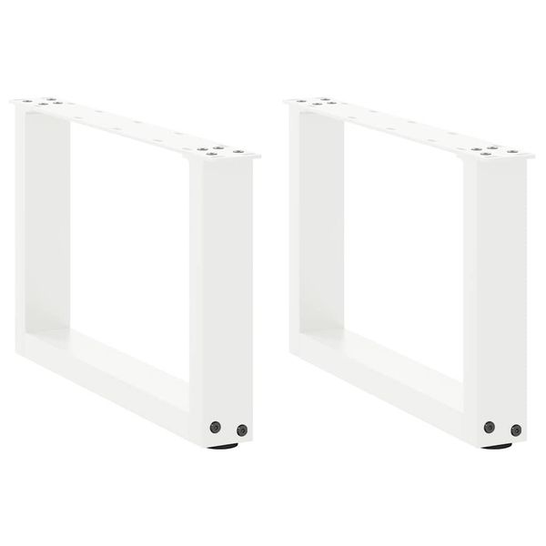 vidaXL Nohy konferenčného stolíka v tvare U, 2 ks, biele, 50 x (30-31) cm, oceľové