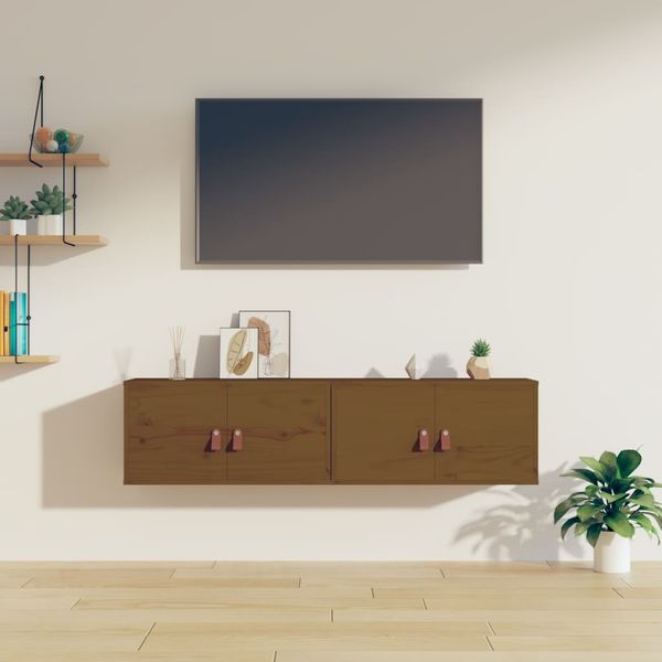 vidaXL Nástenné skrinky 2 ks medovohnedé 60x30x30 cm masívna borovica
