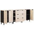 vidaXL Servírovacia skriňa 3 ks 60 x 33 x 75 cm Masívne mango drevo