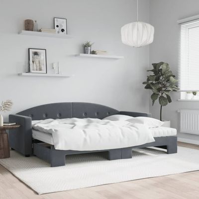 vidaXL Rozkladacia denná posteľ s matracmi tmavosivá 80x200 cm zamat
