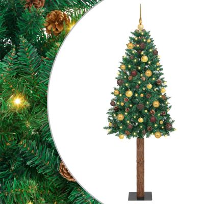 vidaXL Úzky vianočný stromček s 300 LED-i so stojanom Zelená 180 cm
