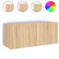 vidaXL TV nástenná skrinka s LED svetlami dub sonoma 100x35x41 cm