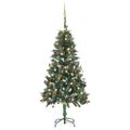 vidaXL Osvetlený umelý vianočný stromček s guľami 150 cm
