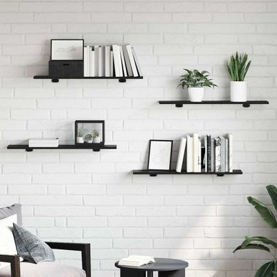 vidaXL Polica na knihy 4 pcs Čierny 80 x 20 x 1,5 cm Kompozitné drevo