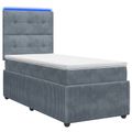 vidaXL LED boxspring posteľ s matracom Tmavosivá 90 x 200 cm Zamat